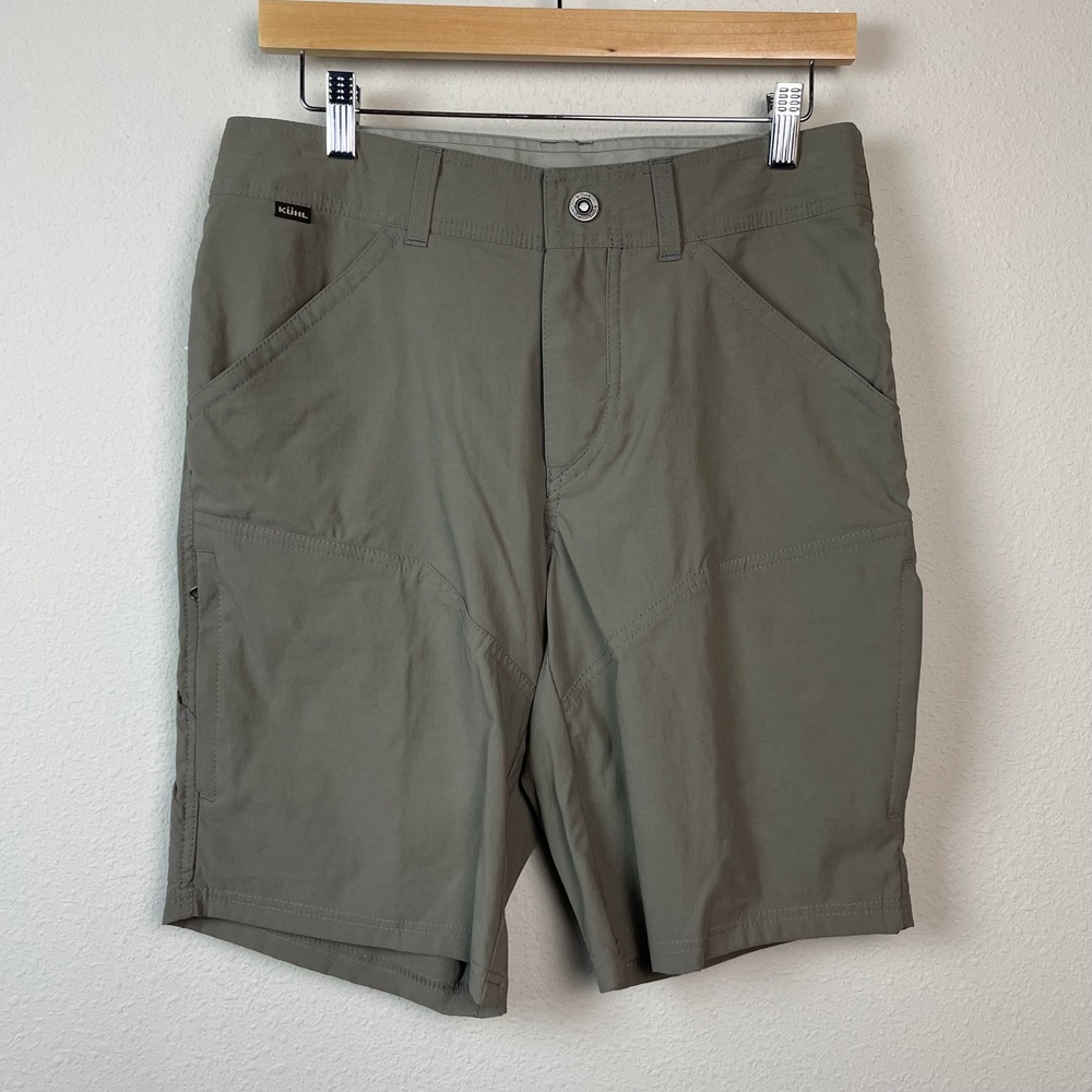 Kuhl Performance Shorts Mens 30 Olive Green Stretch Hiking Cargo Gorpcore